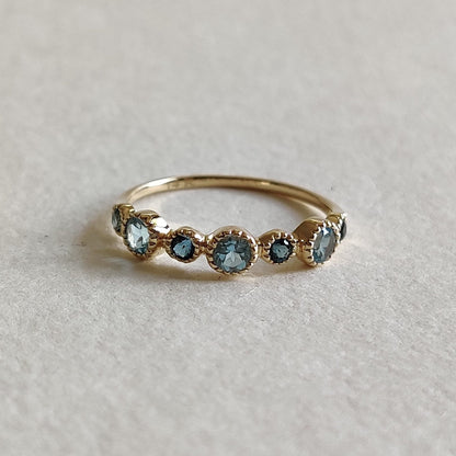 Natural Sky Blue Topaz & London Blue Topaz Ring, 14K Solid Yellow Gold Topaz Ring, December Birthstone Ring, Stackable Ring, Dainty Ring