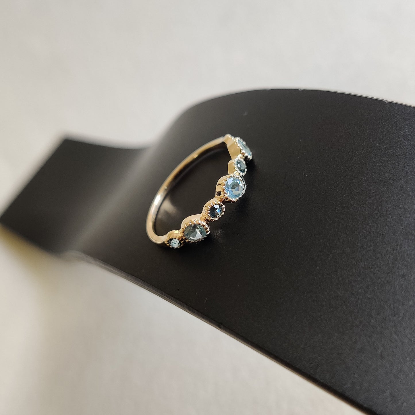 Natural Sky Blue Topaz & London Blue Topaz Ring, 14K Solid Yellow Gold Topaz Ring, December Birthstone Ring, Stackable Ring, Dainty Ring