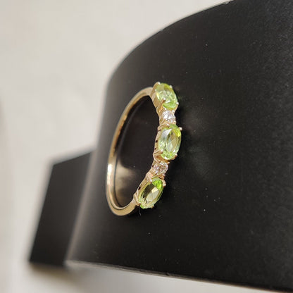 Natural Peridot & Diamond Ring, 14K Solid Yellow Gold Ring, August Birthstone Ring, Peridot Jewelry, Diamond Ring, Christmas Gift