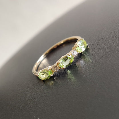 Natural Peridot & Diamond Ring, 14K Solid Yellow Gold Ring, August Birthstone Ring, Peridot Jewelry, Diamond Ring, Christmas Gift