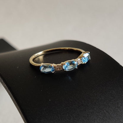 Natural Sky Blue Topaz Diamond Ring, 14K Solid Yellow Gold Ring, December Birthstone, Dainty Topaz Ring, Blue Topaz Jewelry, Christmas Gift