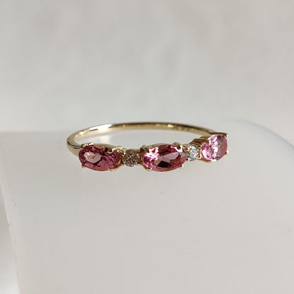 Natural Pink Topaz & Diamond Ring, 14K Solid Yellow Gold Ring, December Birthstone, Dainty Topaz Ring, Pink Topaz Jewelry, Christmas Gift