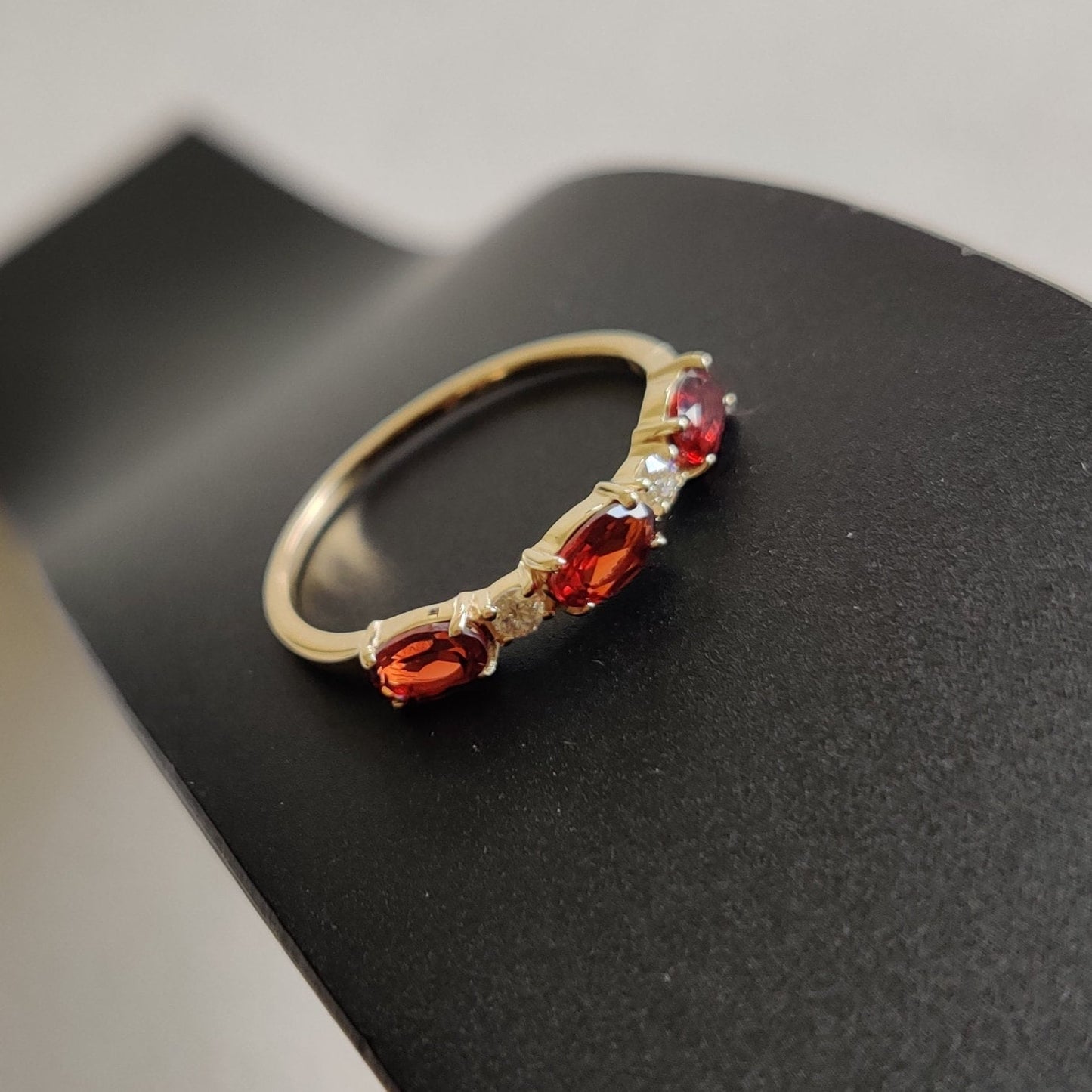 Natural Garnet & Diamond Ring, 14K Solid Yellow Gold Garnet Ring, January Birthstone Ring, Garnet Jewelry, Christmas Gift, Diamond Ring