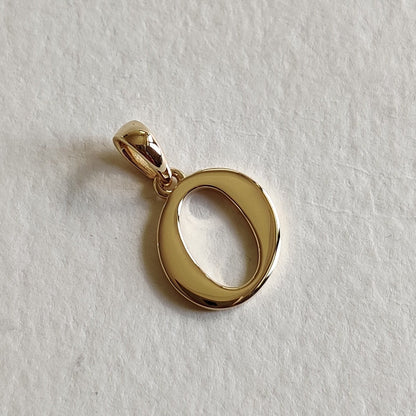 14K Gold Initial O Pendant, Solid Yellow Gold Initial O Charm Pendant, Gold Charm Pendant, Alphabet O Pendant, Birthday Gift, Letter Pendant