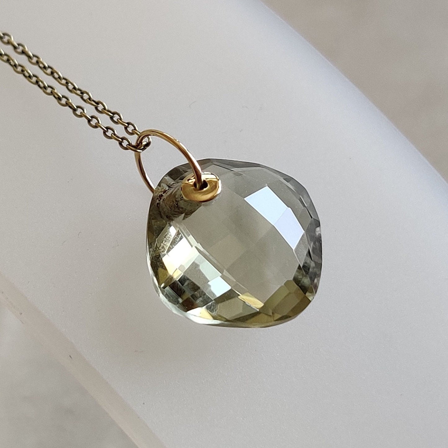 Natural Green Amethyst Pendant, 14K Solid Gold Amethyst Pendant, February Birthstone Pendant, Green Amethyst Jewelry, Christmas Present