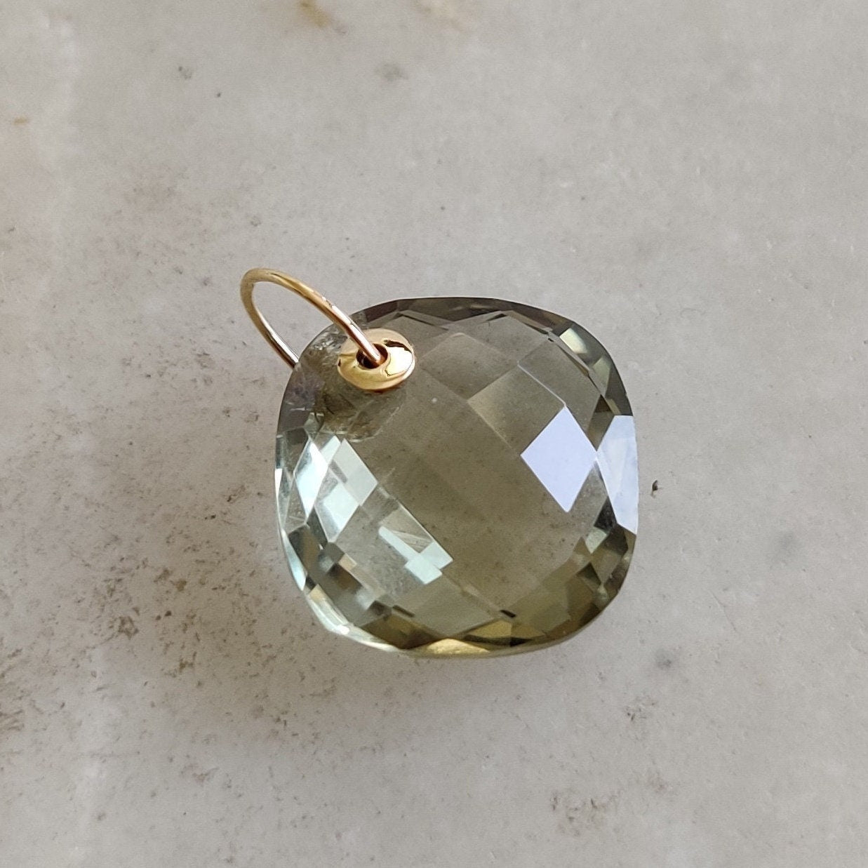 Natural Green Amethyst Pendant, 14K Solid Gold Amethyst Pendant, February Birthstone Pendant, Green Amethyst Jewelry, Christmas Present