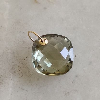 Natural Green Amethyst Pendant, 14K Solid Gold Amethyst Pendant, February Birthstone Pendant, Green Amethyst Jewelry, Christmas Present