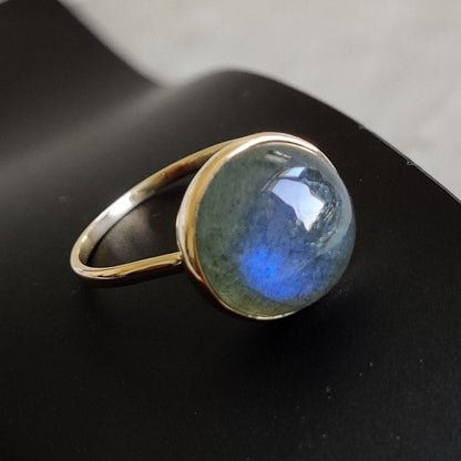 Natural Labradorite Ring, 14K Solid YellowGold Labradorite Gold Ring, Labradorite Jewelry, Dainty Ring, November Birthstone, Gifts for her