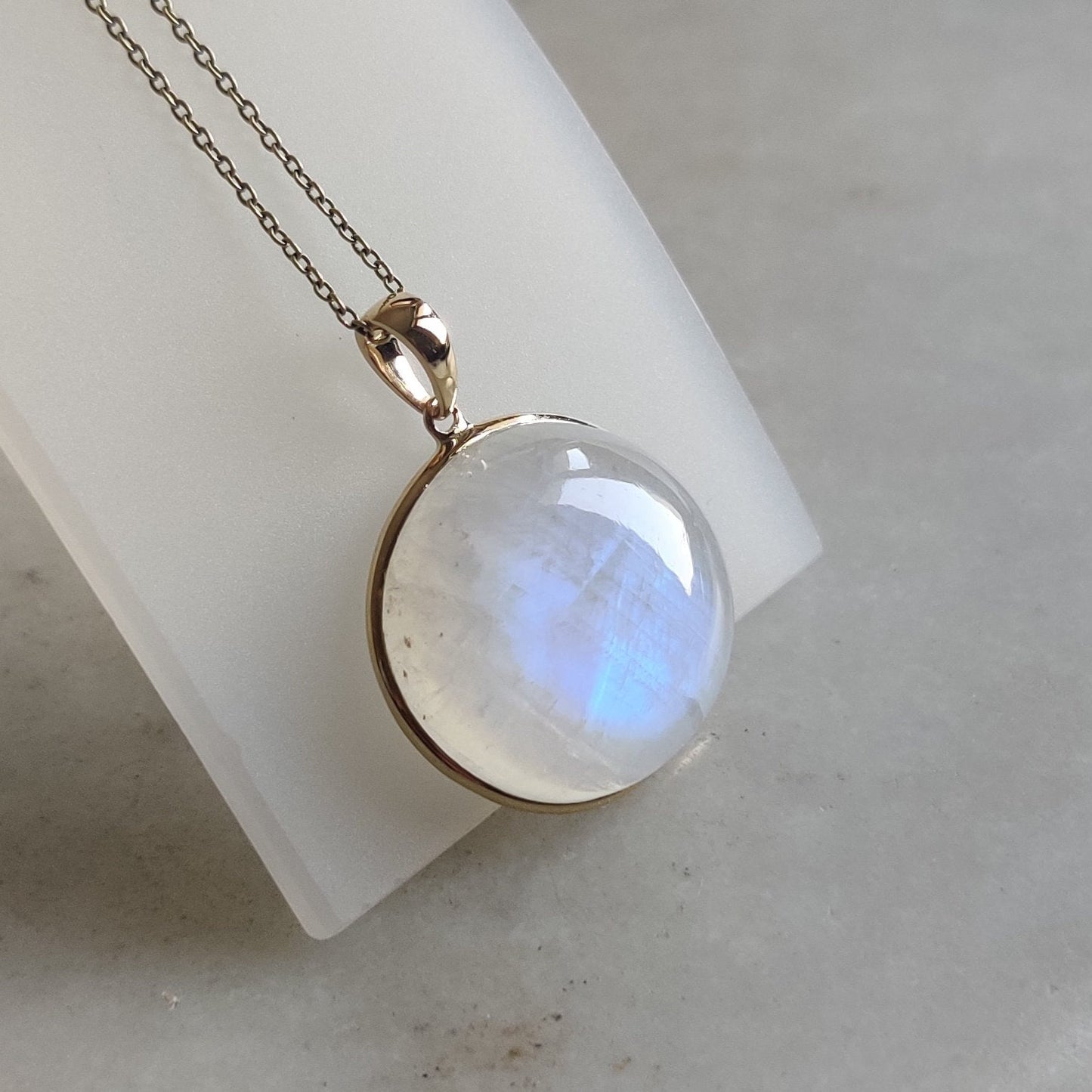 Rainbow Moonstone Pendant, 14K Solid Yellow Gold Moonstone Pendant, June Birthstone, Christmas Gift,  Bezel Pendant, Moonstone Jewelry