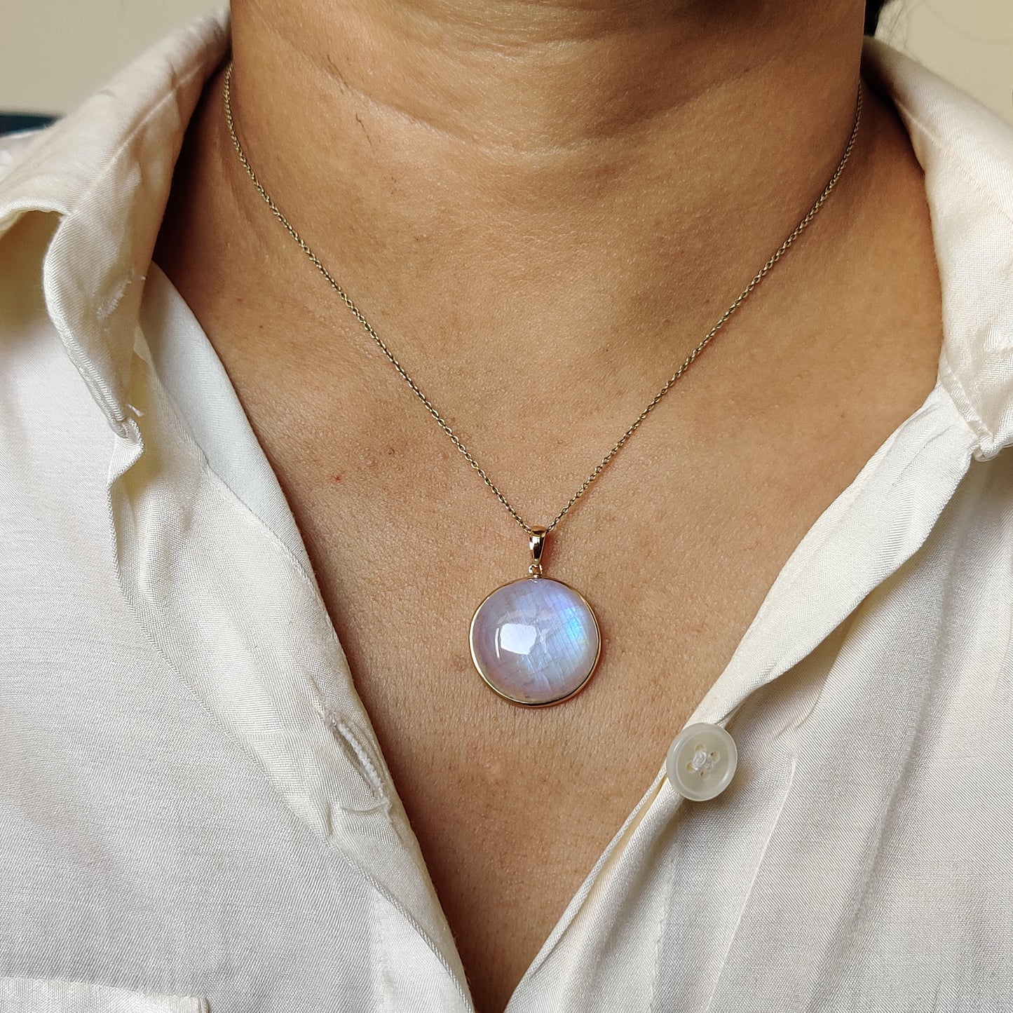 Rainbow Moonstone Pendant, 14K Solid Yellow Gold Moonstone Pendant, June Birthstone, Christmas Gift,  Bezel Pendant, Moonstone Jewelry