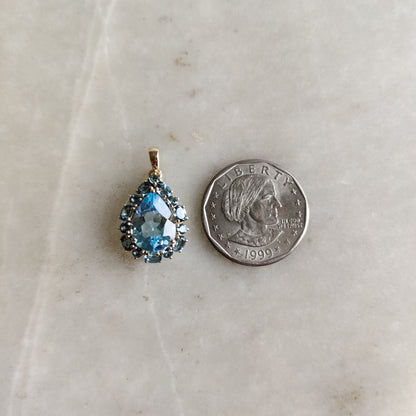 Natural Sky Blue Topaz & London Blue Topaz Pendant, 14K Solid Yellow Gold Topaz Pendant, Prong Pendant , December Birthstone, Christmas Gift