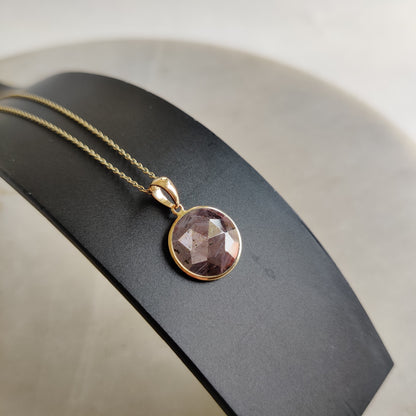 Natural StarRuby Pendant, 14K Solid Yellow Gold StarRuby Pendant , July Birthstone, Bezel Pendant, Round Starruby Pendant, Christmas Gift