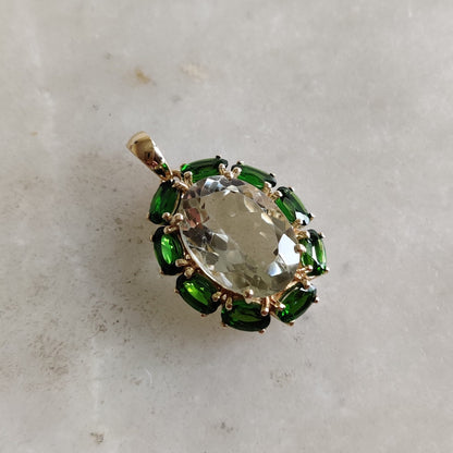 Natural Green Amethyst Chrome Diopside Pendant, 14K Gold Green Amethyst Chrome Diopside Pendant, Green Amethyst Jewelry, February Birthstone