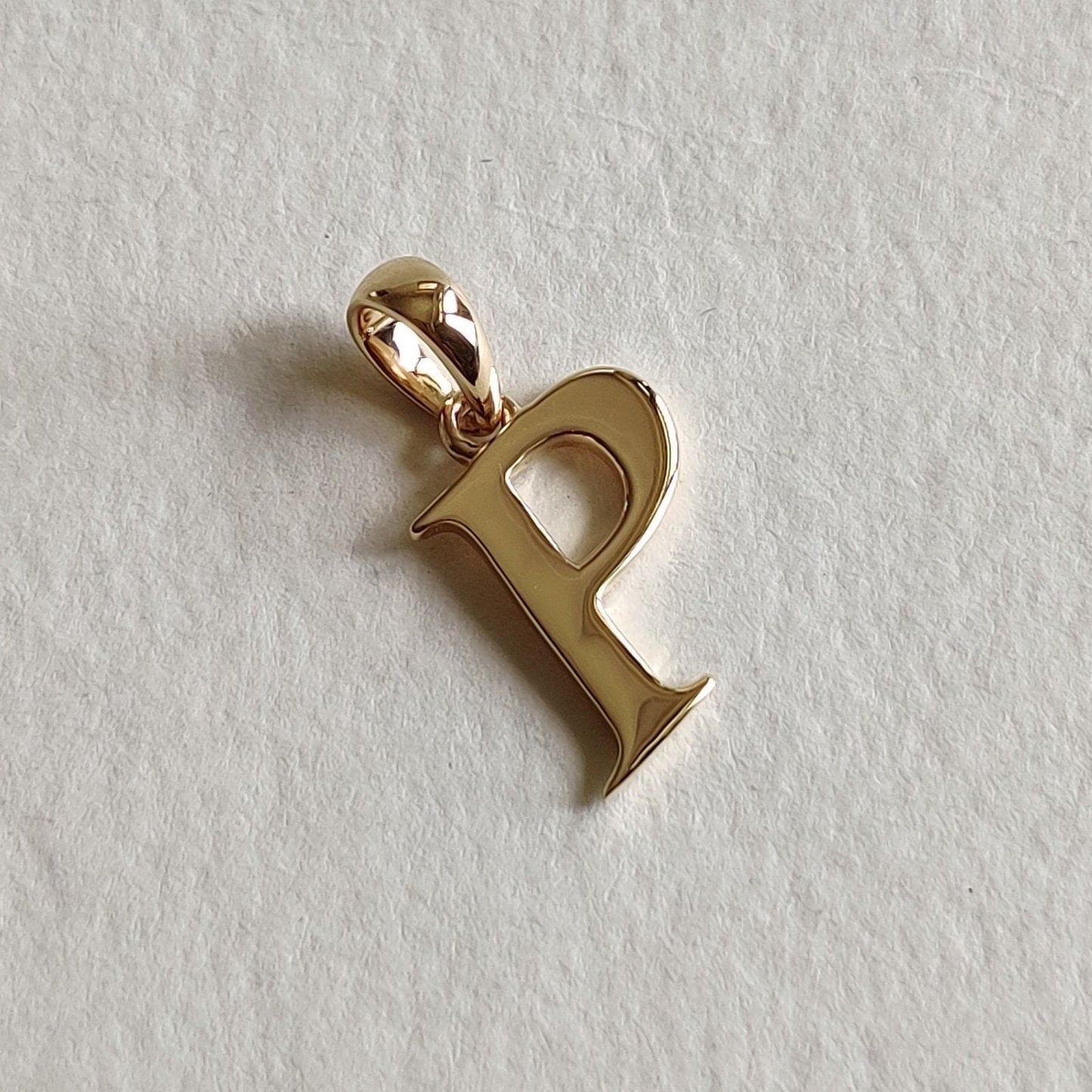 14K Gold Initial P Pendant, Solid Yellow Gold Initial P Charm Pendant, Gold Charm Pendant, Alphabet P Pendant, Birthday Gift, Letter Pendant