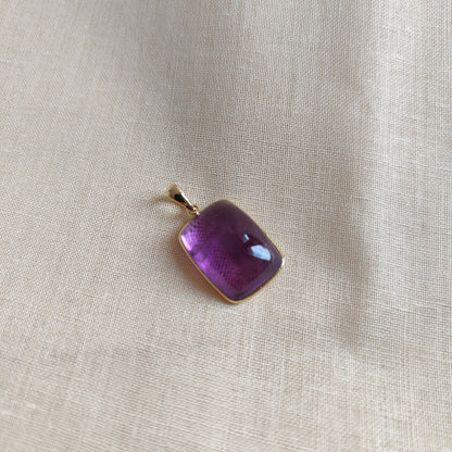 Natural Purple Amethyst Pendant, Purple Amethyst Set in 14K Solid Yellow Gold, February Birthstone, Cushion Bezel Pendant, Amethyst Jewelry