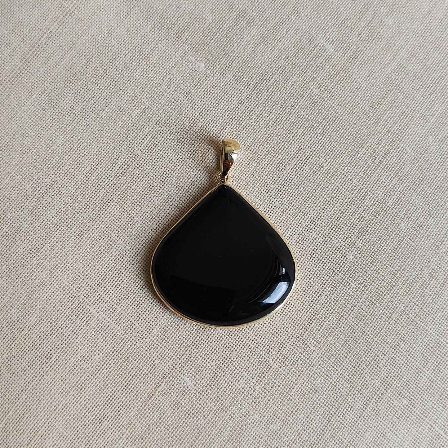 Natural Black Onyx Pendant, 14K Solid Yellow Gold Black Onyx Pendant, December Birthstone, Bezel Pendant, Flat Cut Pendant, Onyx Jewelry