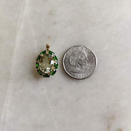 Natural Green Amethyst Chrome Diopside Pendant, 14K Gold Green Amethyst Chrome Diopside Pendant, Green Amethyst Jewelry, February Birthstone