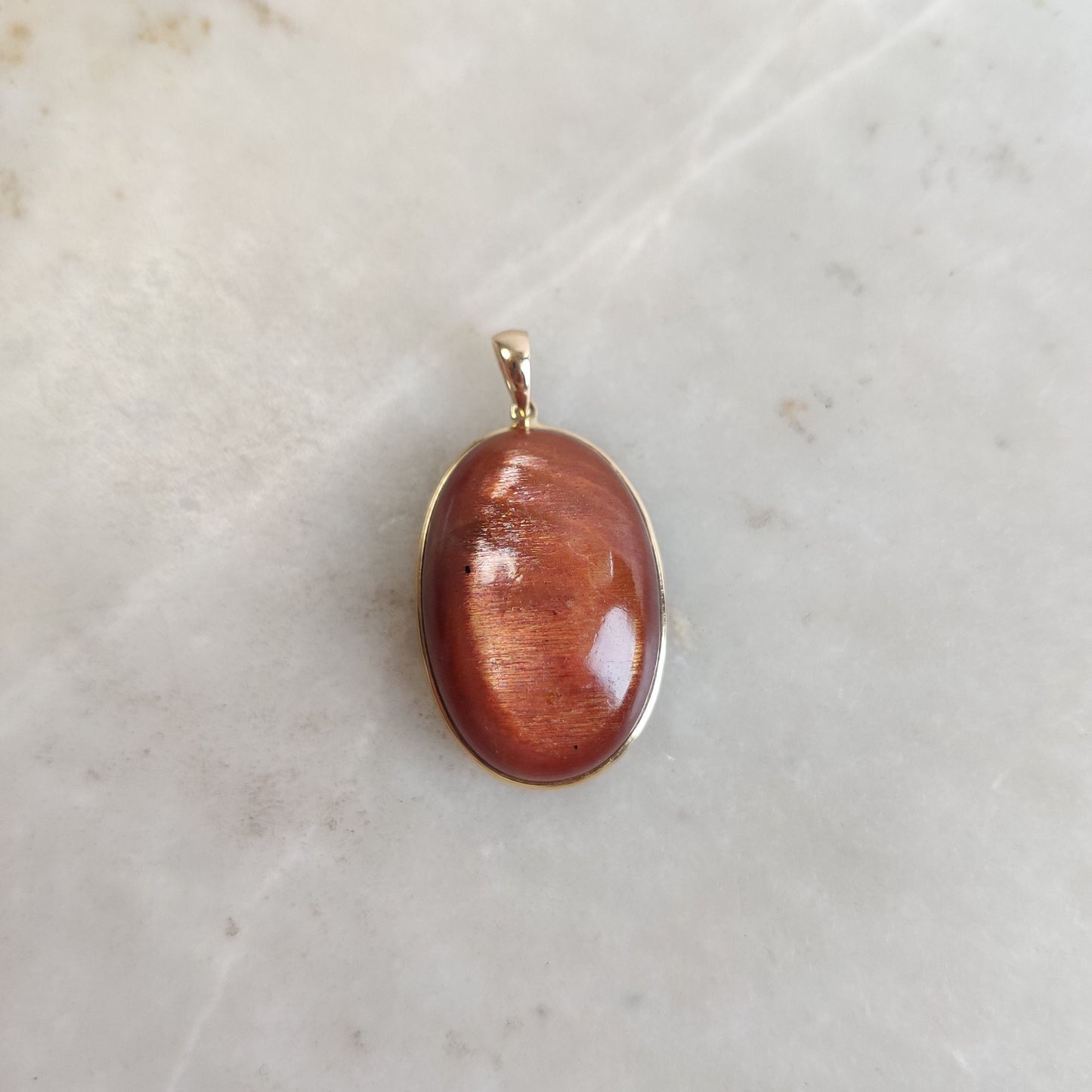 Natural Sunstone Pendant, 14K Solid Gold Sunstone Pendant, Yellow Gold Bezel Pendant, July August Birthstone, Feldspar Crystal Pendant