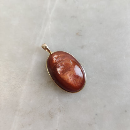 Natural Sunstone Pendant, 14K Solid Gold Sunstone Pendant, Yellow Gold Bezel Pendant, July August Birthstone, Feldspar Crystal Pendant