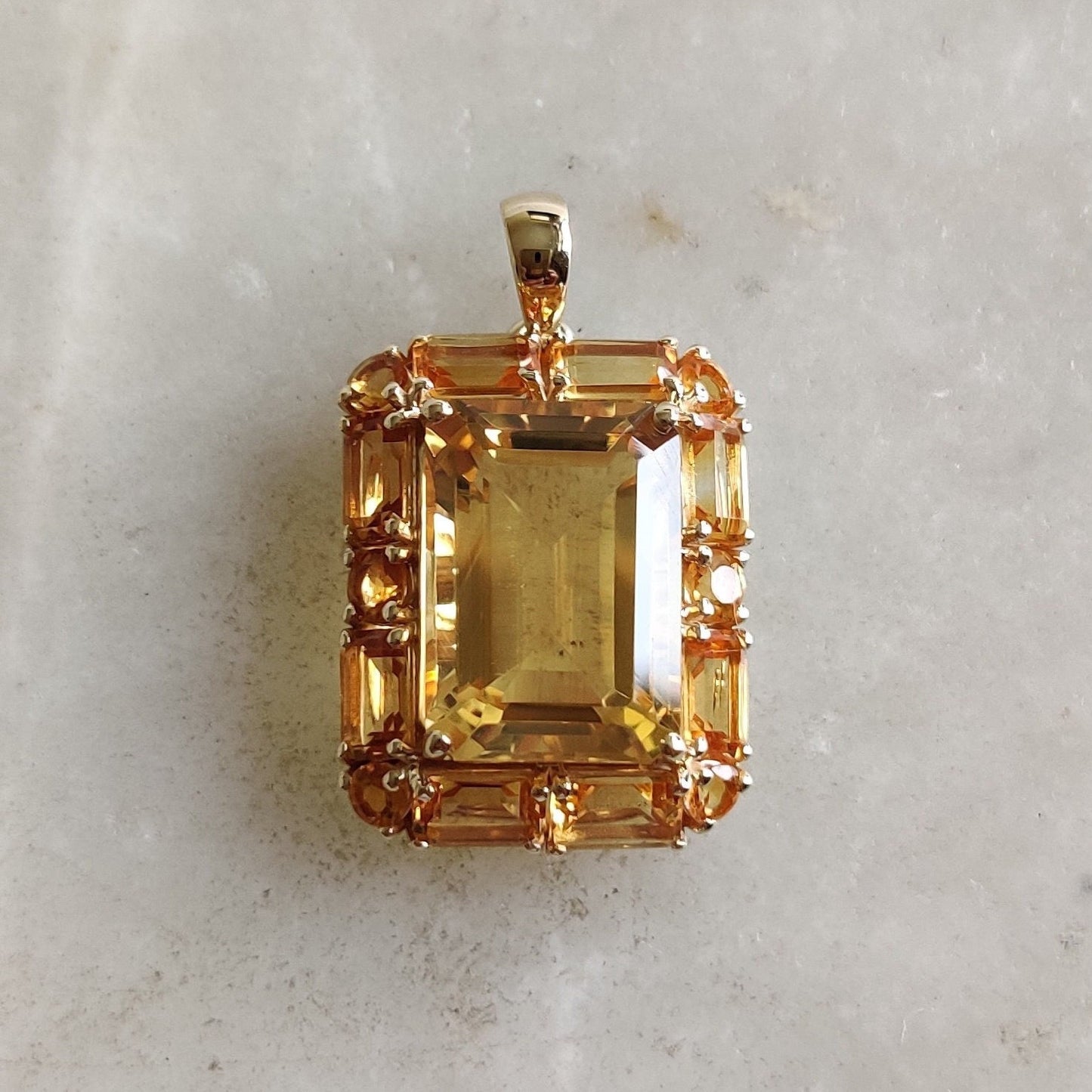 Colgante de citrino natural, colgante de citrino de oro amarillo macizo de 14 quilates, colgante de citrino en punta, piedra natal de noviembre, joyería de citrino, regalo de Navidad