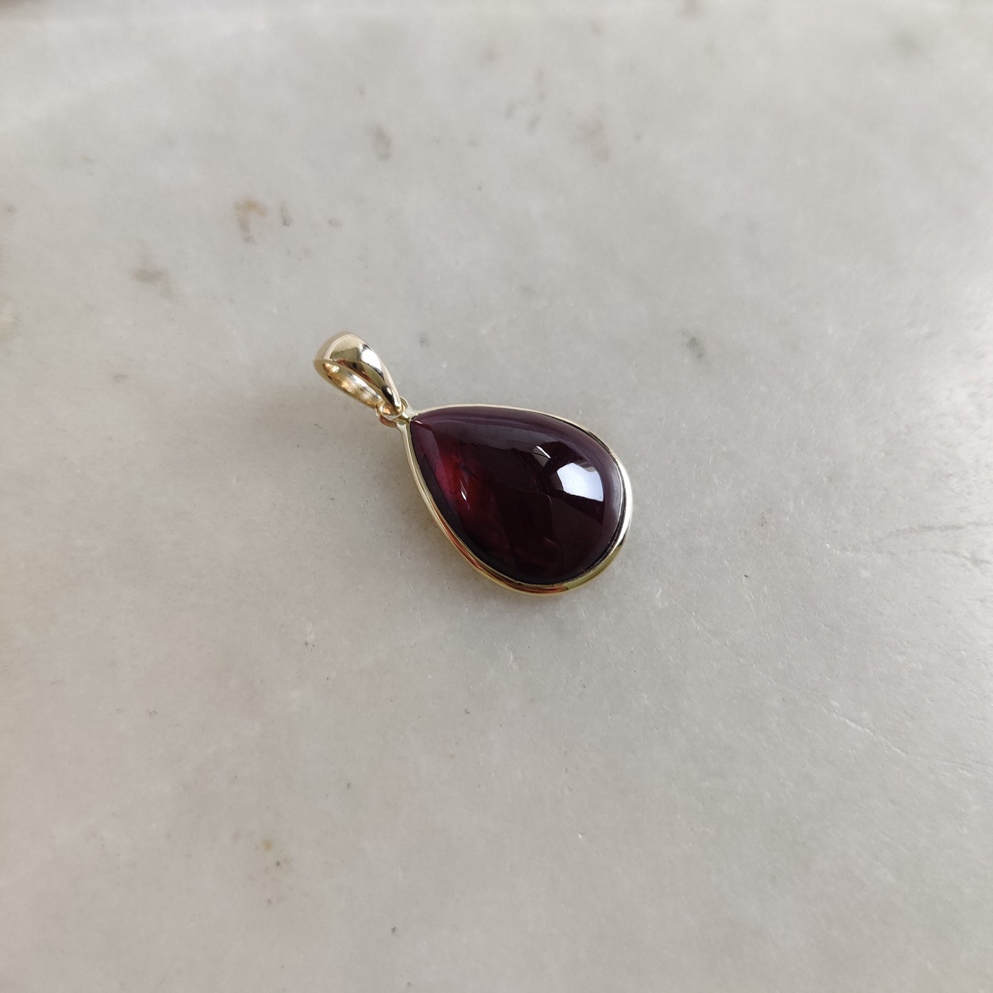 Natural Garnet Pendant, 14K Solid Yellow Gold Garnet Pendant, January Birthstone Pendant, Bezel Pendant, Pear Pendant, Garnet Jewelry