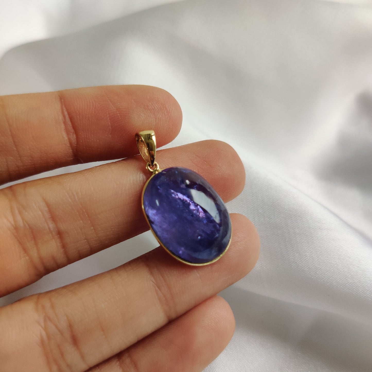 Natural Tanzanite Pendant, 14K Solid Yellow Gold Tanzanite Pendant, December Birthstone, Bezel Pendant, Oval Pendant, Christmas Gift