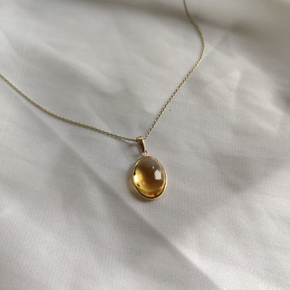 Natural Citrine Pendant, 14K Solid Yellow Gold Citrine Pendant, November Birthstone Pendant, Bezel Pendant, Oval Pendant, Citrine Jewelry