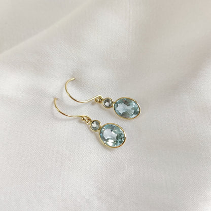 Natural Sky Blue Topaz Earrings, 14K Solid Yellow Gold Earrings, Bezel Earrings, December Birthstone, Dainty Earrings, Topaz Jewelry