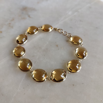 Natural Citrine Bracelet, 14K Yellow Gold Citrine Bracelet, Chain Bracelet, Dainty Gemstone Bracelet, November Birthstone,  Christmas Gifts