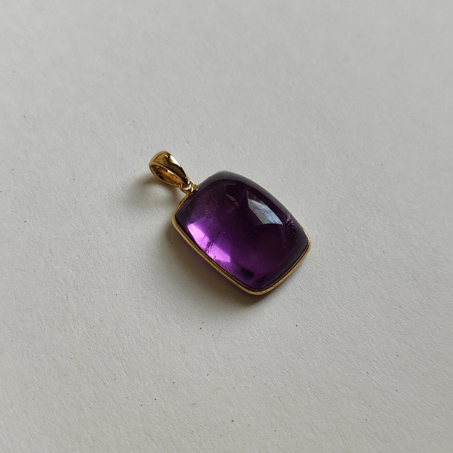 Natural Purple Amethyst Pendant, Purple Amethyst Set in 14K Solid Yellow Gold, February Birthstone, Cushion Bezel Pendant, Amethyst Jewelry