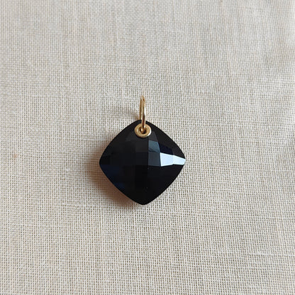 Natural Black Onyx Pendant, 14K Solid Yellow Gold Black Onyx Drill Pendant, December Birthstone, Black Onyx Jewelry, Anniversary Gift