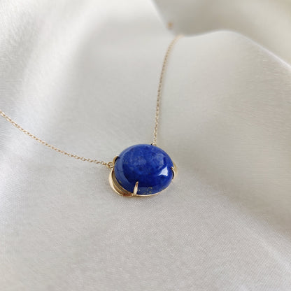 Natural Lapis Lazuli Pendant, 14K Solid Yellow Gold Lapis Lazuli Pendant, September Birthstone, Gold Lapis Necklace, Lapis Layering necklace