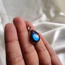 Natural Blue Labradorite Pear Pendant, 14K Solid Yellow Gold Bezel, Christmas Present