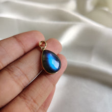 Natural Blue Labradorite Pear Pendant, 14K Solid Yellow Gold Bezel, Christmas Present