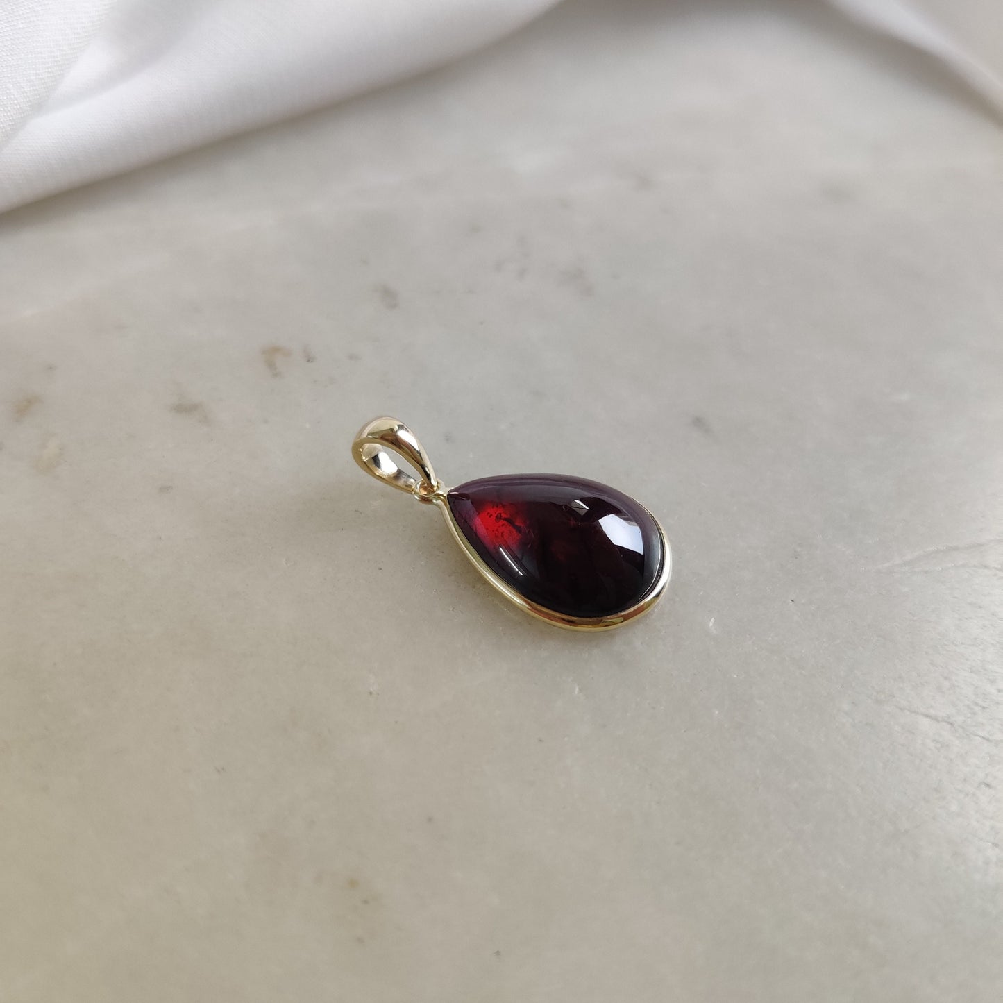 Natural Garnet Pendant, 14K Solid Yellow Gold Garnet Pendant, January Birthstone Pendant, Bezel Pendant, Pear Pendant, Garnet Jewelry