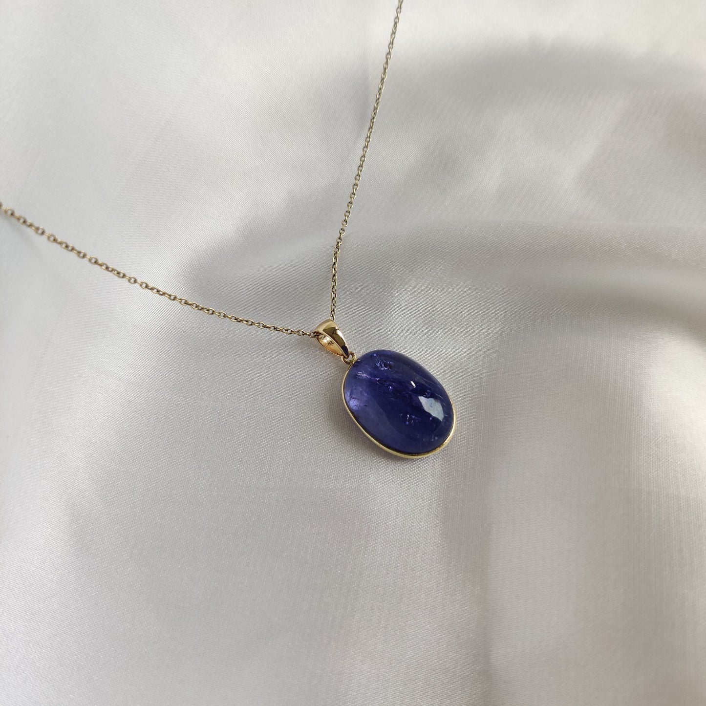 Natural Tanzanite Pendant, 14K Solid Yellow Gold Tanzanite Pendant, December Birthstone, Bezel Pendant, Oval Pendant, Christmas Gift