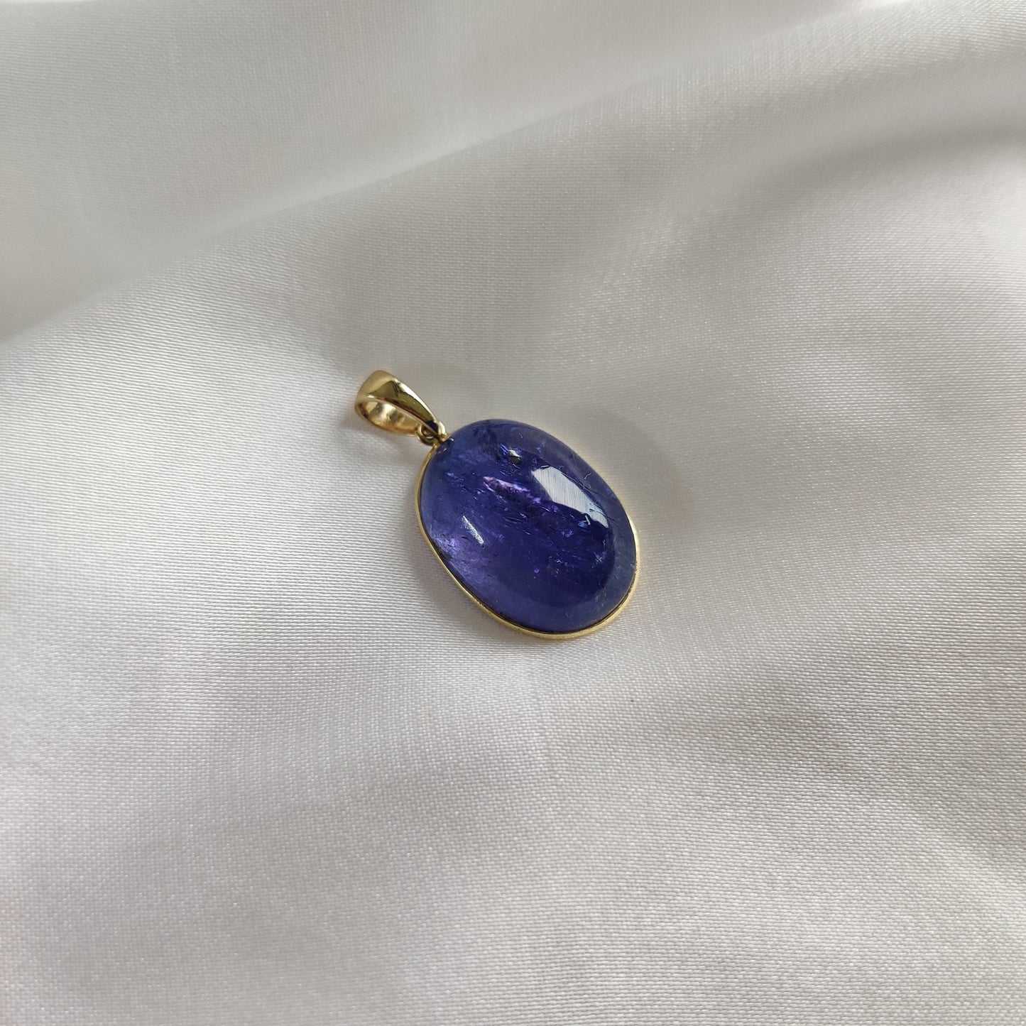 Natural Tanzanite Pendant, 14K Solid Yellow Gold Tanzanite Pendant, December Birthstone, Bezel Pendant, Oval Pendant, Christmas Gift