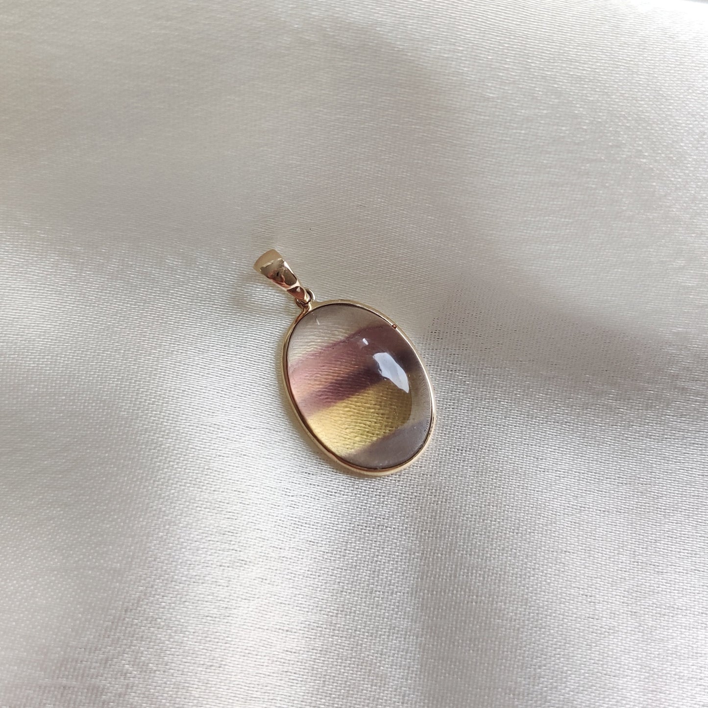 Natural Fluorite Pendant, 14K Solid Gold Fluorite Pendant, Bezel Pendant, March Birthstone, Oval Pendant, Christmas Gift, Flourite Jewelry