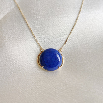 Natural Lapis Lazuli Pendant, 14K Solid Yellow Gold Lapis Lazuli Pendant, September Birthstone, Gold Lapis Necklace, Lapis Layering necklace