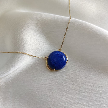 Natural Lapis Lazuli Pendant, 14K Solid Yellow Gold Lapis Lazuli Pendant, September Birthstone, Gold Lapis Necklace, Lapis Layering necklace