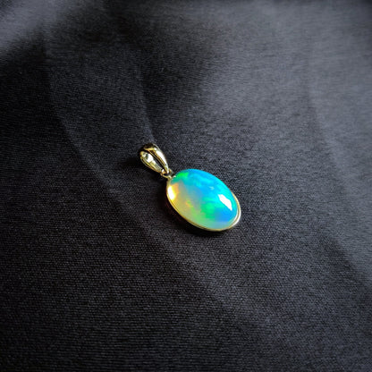 Natural Ethiopian Opal Pendant, 14K Solid Gold Opal Pendant, Solid Gold Pendant, October Birthstone, Christmas Gift, Opal Bezel Pendant