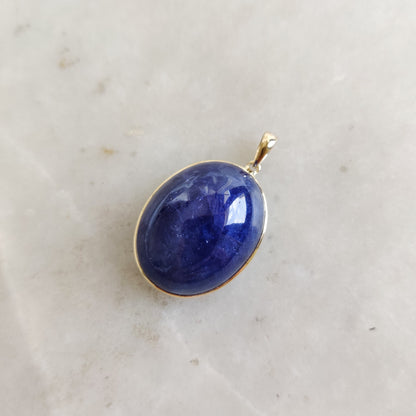 Natural Tanzanite Pendant, 14K Solid Yellow Gold Tanzanite Pendant, December Birthstone, Bezel Pendant, Oval Pendant, Christmas Gift