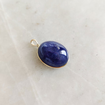 Natural Tanzanite Pendant, 14K Solid Yellow Gold Tanzanite Pendant, December Birthstone, Bezel Pendant, Oval Pendant, Christmas Gift