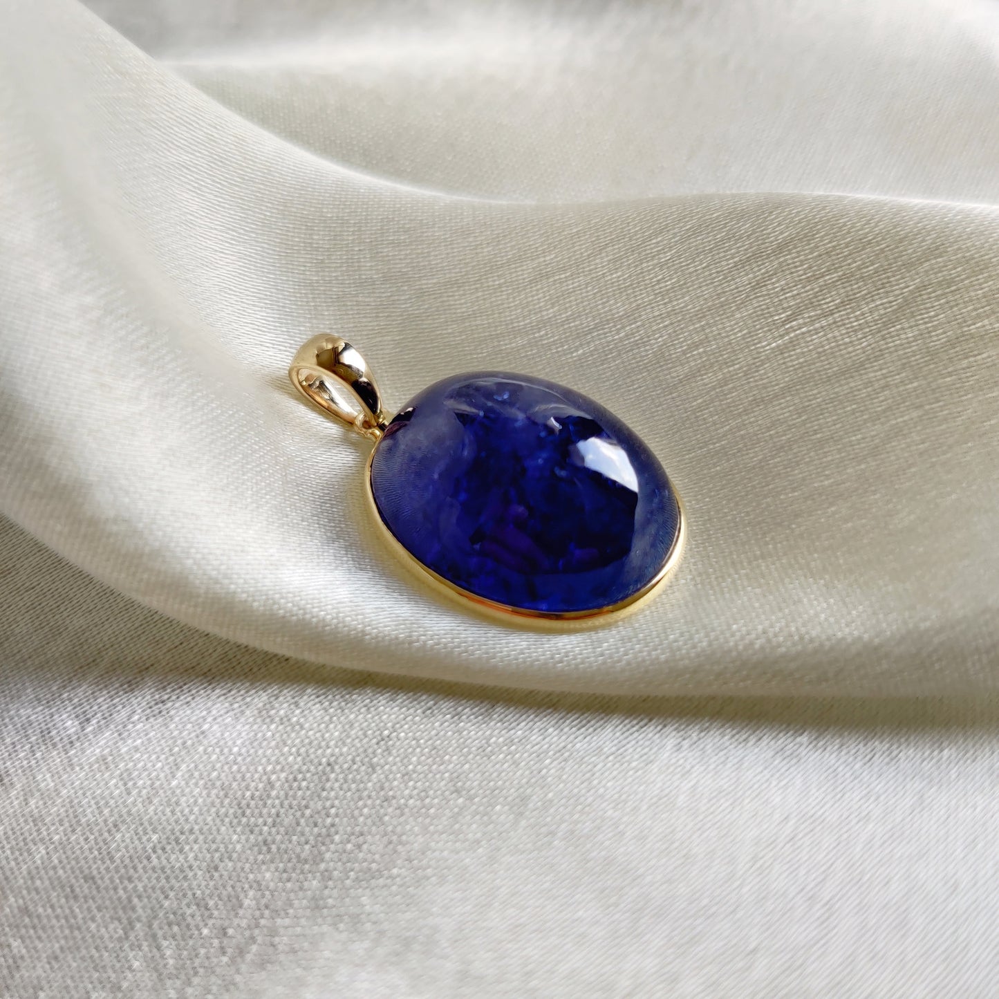 Natural Tanzanite Pendant, 14K Solid Yellow Gold Tanzanite Pendant, December Birthstone, Bezel Pendant, Oval Pendant, Christmas Gift