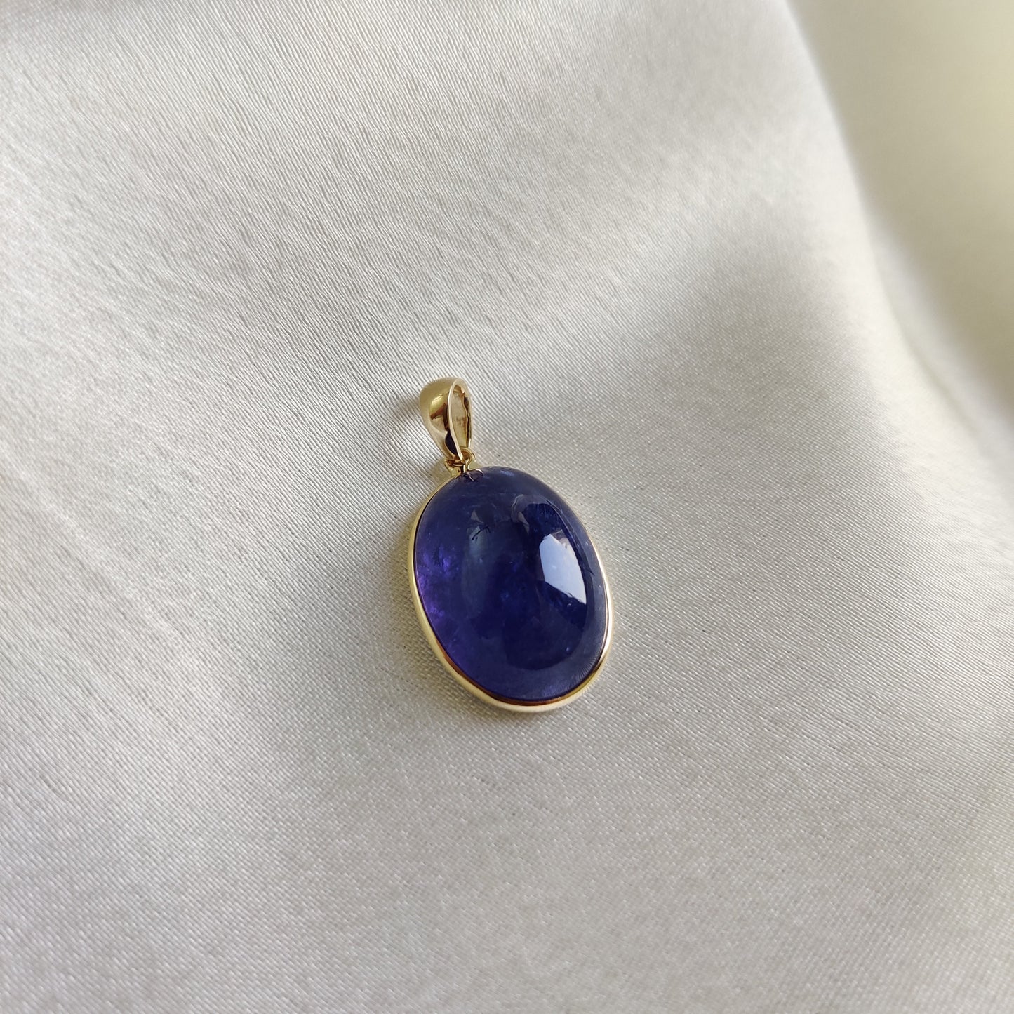 Natural Tanzanite Pendant, 14K Solid Yellow Gold Tanzanite Pendant, December Birthstone, Bezel Pendant, Oval Pendant, Christmas Gift