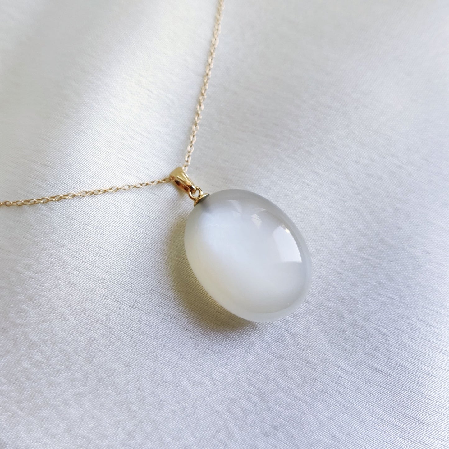 Natural White Moonstone Pendant, 14K Solid Yellow Gold Moonstone Pendant, June Birthstone Pendant, Christmas Gift, White Moonstone Jewelry