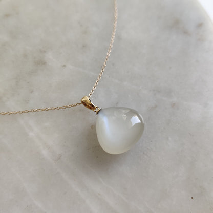 Natural White Moonstone Pendant, 14K Solid Yellow Gold Moonstone Pendant, June Birthstone Pendant, Christmas Gift, White Moonstone Jewelry