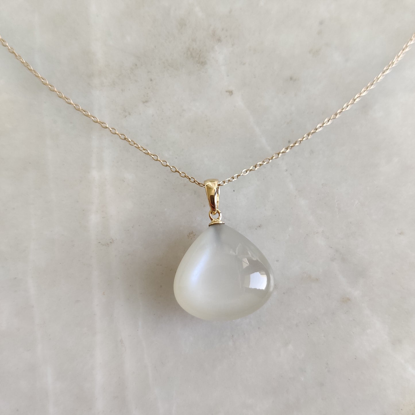 Natural White Moonstone Pendant, 14K Solid Yellow Gold Moonstone Pendant, June Birthstone Pendant, Christmas Gift, White Moonstone Jewelry