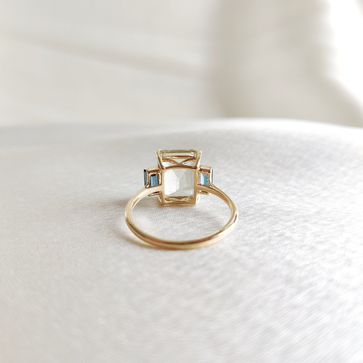 Natural Green Amethyst and London Blue Topaz Ring, 14K Solid Yellow Gold Ring, November Birthstone, Dainty Amethyst Ring, Christmas Present