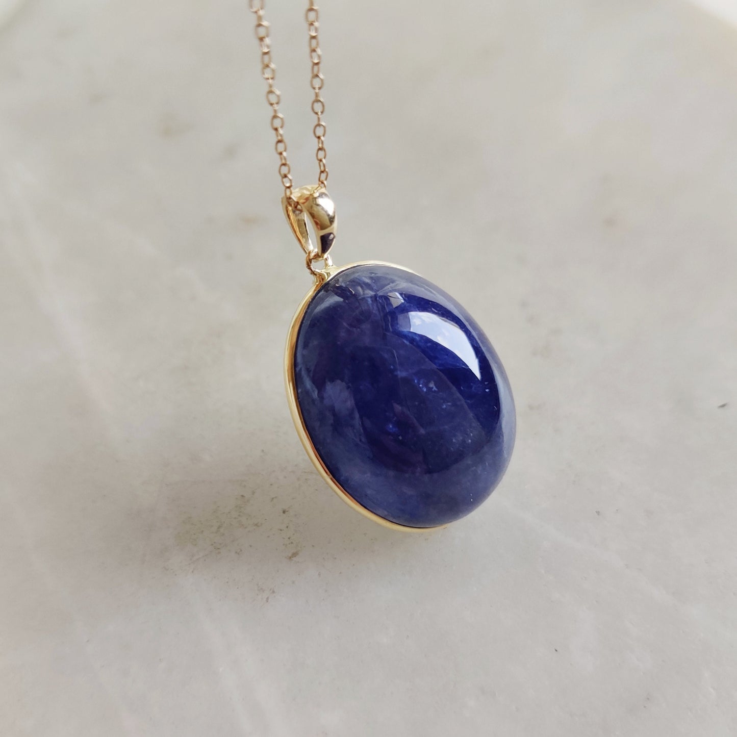 Natural Tanzanite Pendant, 14K Solid Yellow Gold Tanzanite Pendant, December Birthstone, Bezel Pendant, Oval Pendant, Christmas Gift